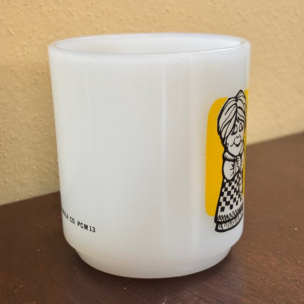 VTG Glasbake Milk Glass World's Greatest Grandma Coffee Mug Made in USA 1978 8oz - Picture 2 of 5